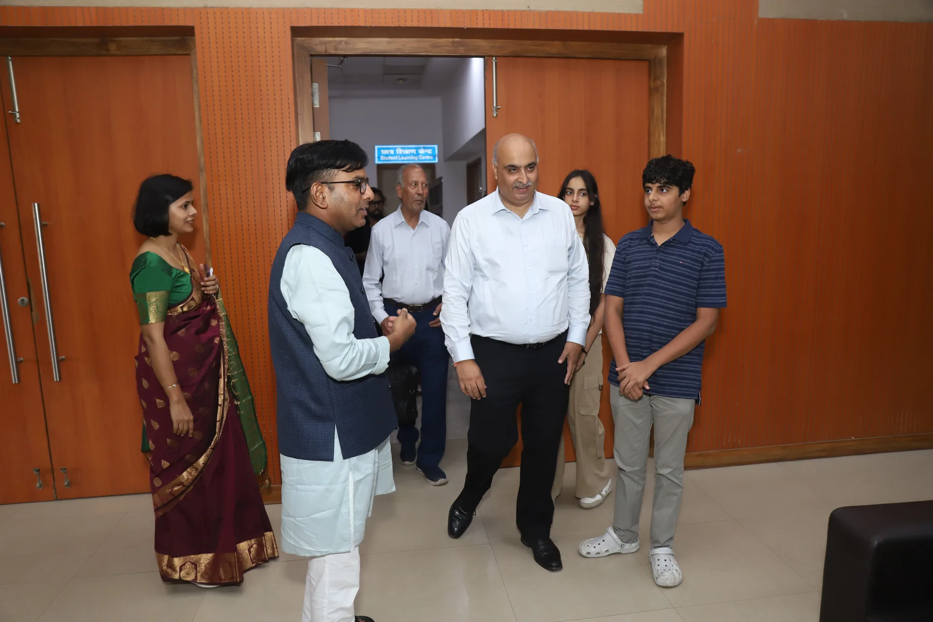 Welcoming guests to Hansraj College
