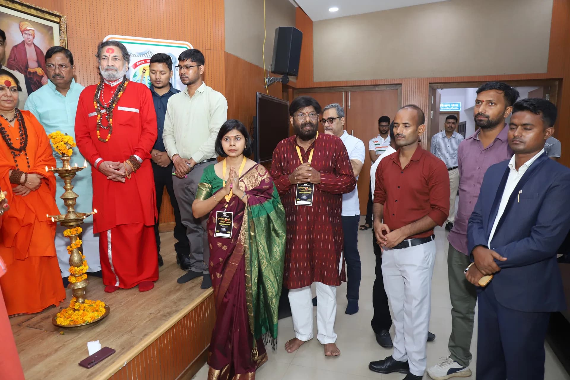 Guests gather after the lamp lighting