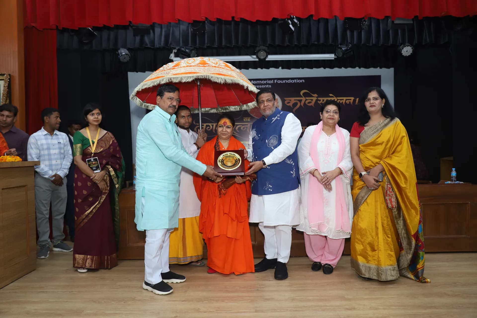 Sadhvi honoured under the ceremonial chhatra